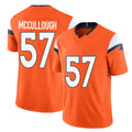Denver #57 McCullough Player Football V Neck Short Sleeve Jersey Orange Dasan For Men Youth Women Gift