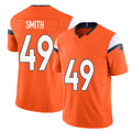 Denver #49 Smith Player Football V Neck Short Sleeve Jersey Orange Dennis For Men Youth Women Gift