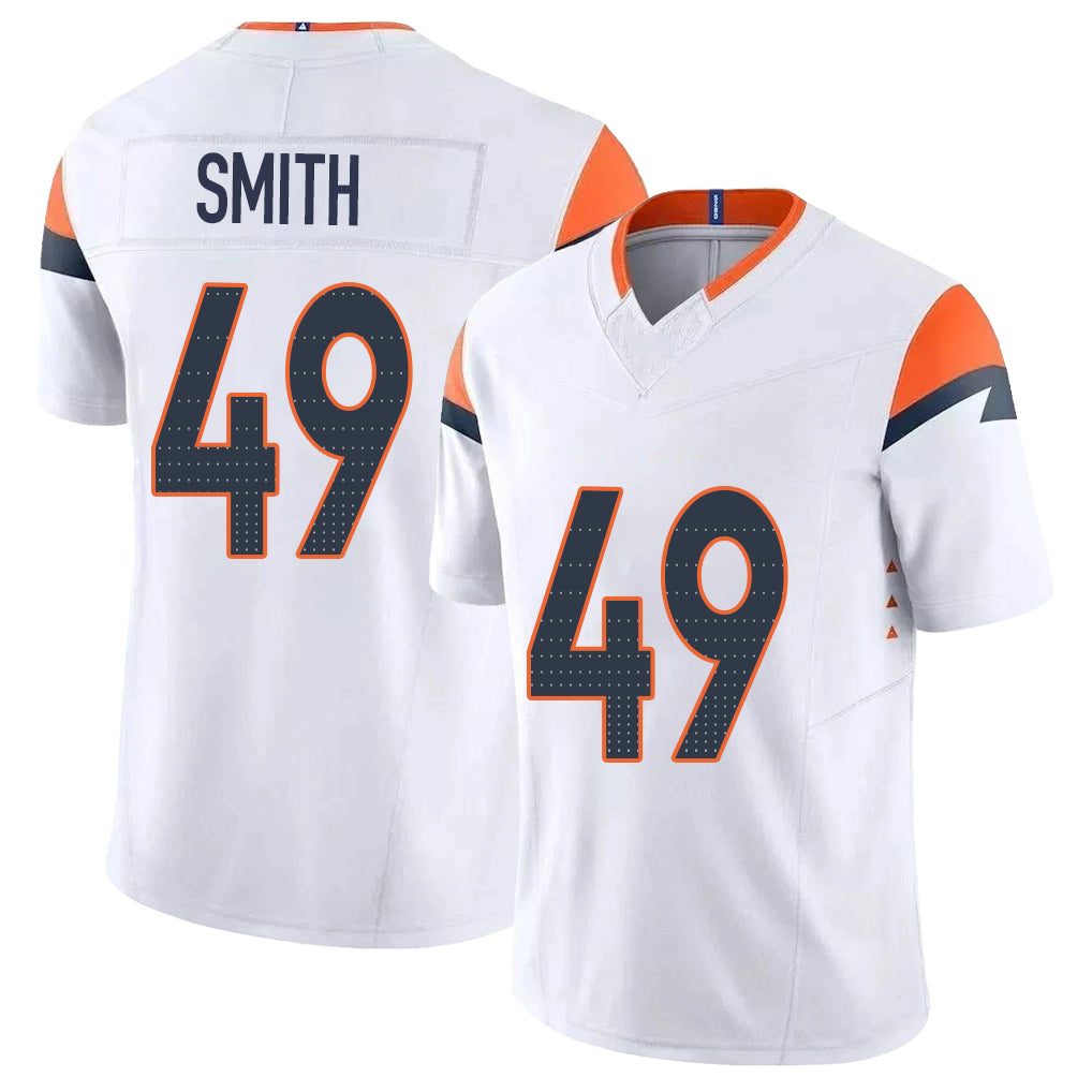 Denver #49 Smith Player Football V Neck Short Sleeve White Jersey Dennis For Men Youth Women Gift