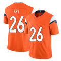 Denver #26 Key Player Football V Neck Short Sleeve Jersey Orange Devon For Men Youth Women Gift