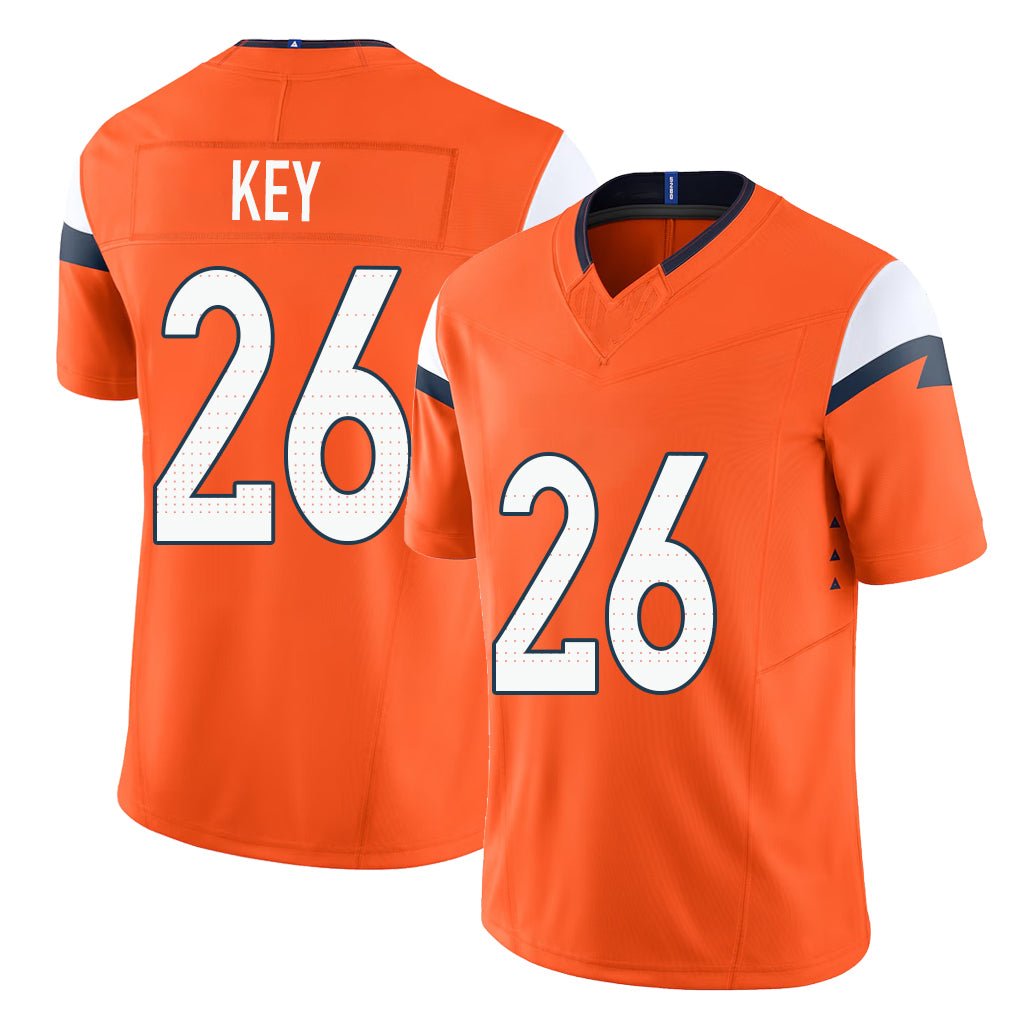 Denver #26 Key Player Football V Neck Short Sleeve Jersey Orange Devon For Men Youth Women Gift