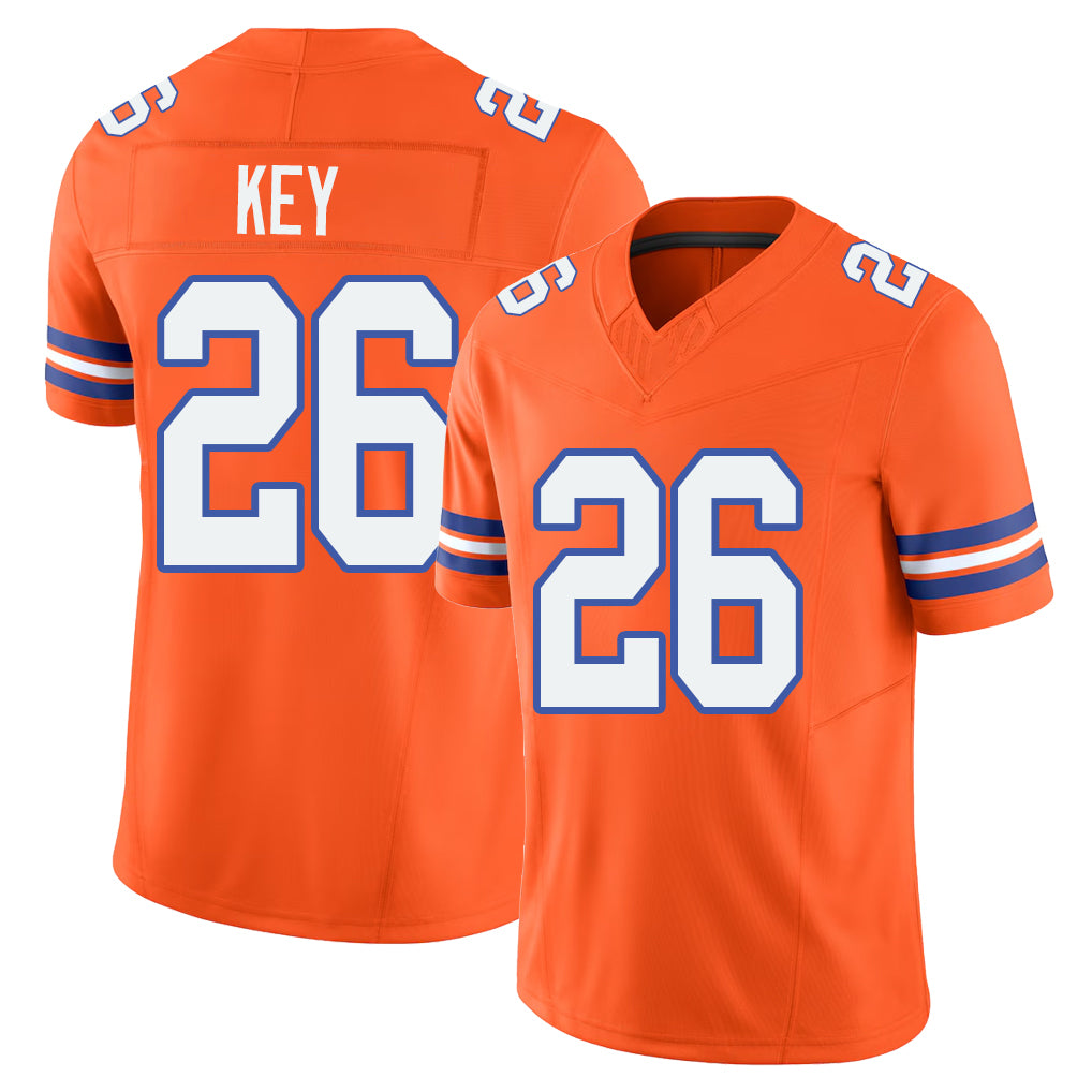 Denver #26 Key Player Football V Neck Short Sleeve Orange Jersey Devon For Men Youth Women Gift