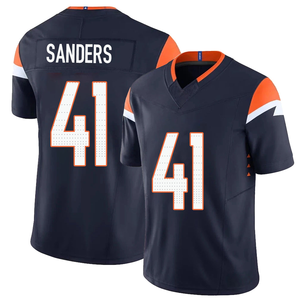 Denver #41 Sanders Player Football V Neck Short Sleeve Navy Jersey Drew For Men Youth Women Gift