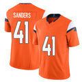 Denver #41 Sanders Player Football V Neck Short Sleeve Jersey Orange Drew For Men Youth Women Gift