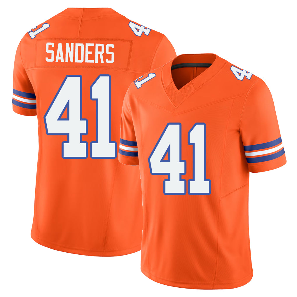 Denver #41 Sanders Player Football V Neck Short Sleeve Orange Jersey Drew For Men Youth Women Gift