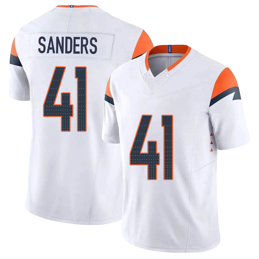 Denver #41 Sanders Player Football V Neck Short Sleeve White Jersey Drew For Men Youth Women Gift