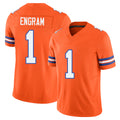Denver #1 Engram Player Football V Neck Short Sleeve Orange Jersey Evan For Men Youth Women Gift