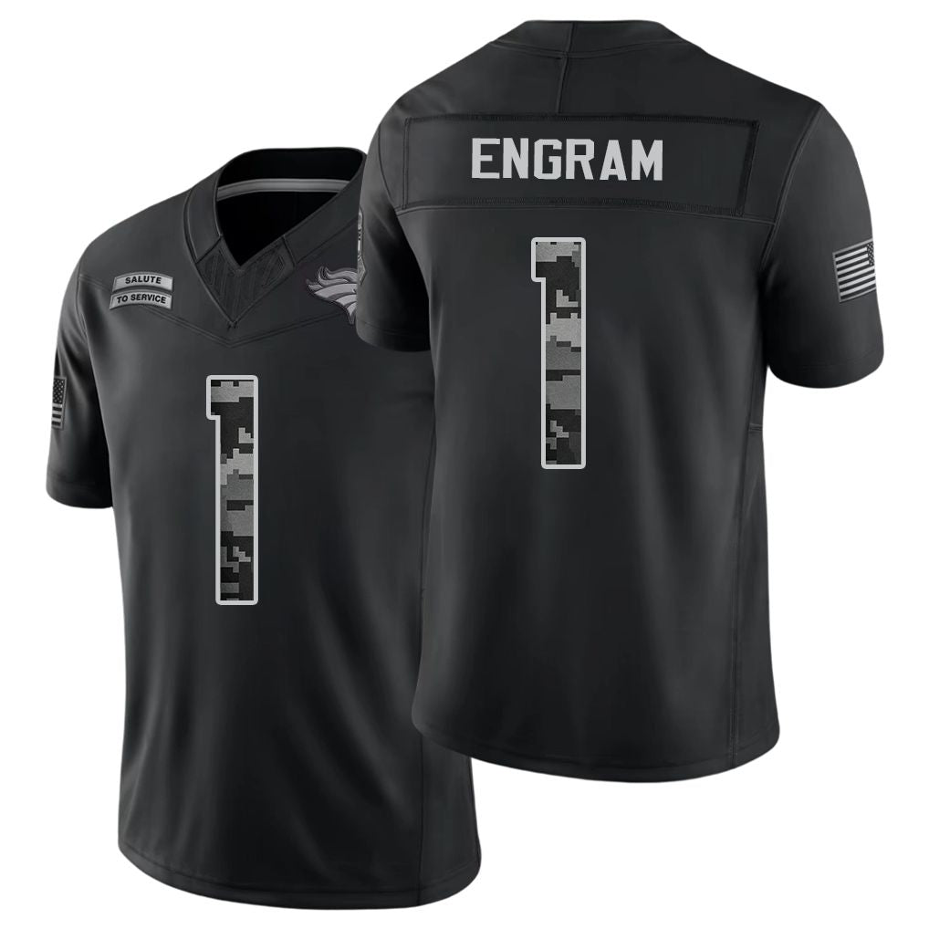 Denver #1 Engram Player Football V Neck Short Sleeve Black Jersey Evan For Men Youth Women Gift