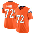 Denver #72 Bolles Player Football V Neck Short Sleeve Jersey Orange Garett For Men Youth Women Gift