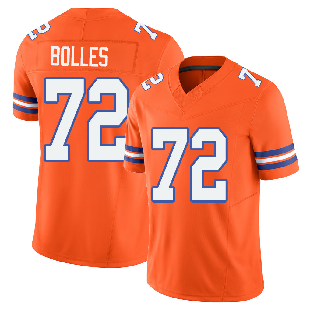 Denver #72 Bolles Player Football V Neck Short Sleeve Orange Jersey Garett For Men Youth Women Gift
