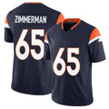 Denver #65 Zimmerman Player Football V Neck Short Sleeve Navy Jersey Gary For Men Youth Women Gift