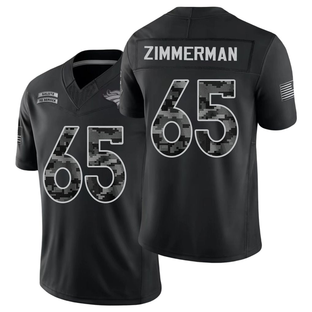 Denver #65 Zimmerman Player Football V Neck Short Sleeve Black Jersey Gary For Men Youth Women Gift