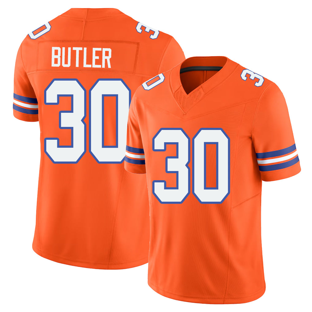 Denver #30 Butler Player Football V Neck Short Sleeve Orange Jersey Hakeem For Men Youth Women Gift