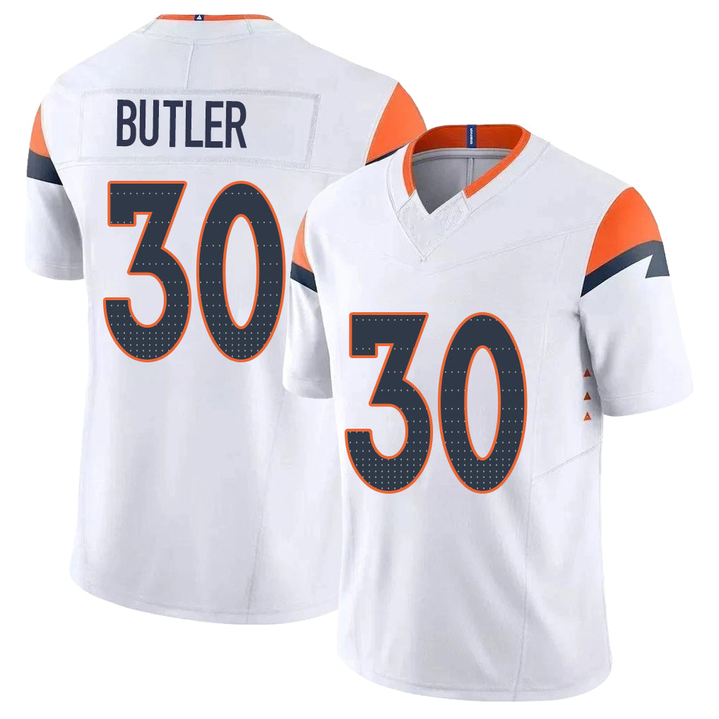 Denver #30 Butler Player Football V Neck Short Sleeve White Jersey Hakeem For Men Youth Women Gift