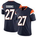 Denver #27 Dobbins Player Football V Neck Short Sleeve Navy Jersey J.K. For Men Youth Women Gift