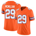 Denver #29 McMillian Player Football V Neck Short Sleeve Orange Jersey Ja'Quan For Men Youth Women Gift