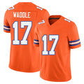 Denver #17 Waddle Player Football V Neck Short Sleeve Orange Jersey Jaylen For Men Youth Women Gift