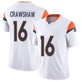 Denver #16 Crawshaw Player Football V Neck Short Sleeve White Jersey Jeremy For Men Youth Women Gift