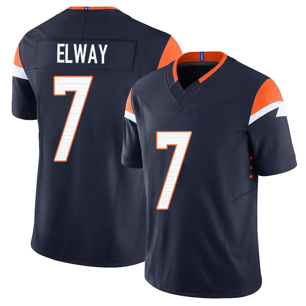 Denver #7 Elway Player Football V Neck Short Sleeve Navy Jersey John For Men Youth Women Gift