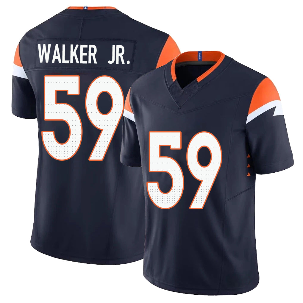 Denver #59 Walker Jr. Player Football V Neck Short Sleeve Navy Jersey Johnny For Men Youth Women Gift