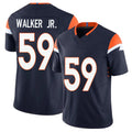 Denver #59 Walker Jr. Player Football V Neck Short Sleeve Navy Jersey Johnny For Men Youth Women Gift