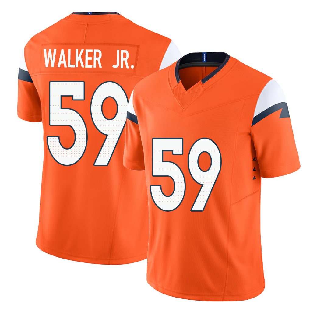 Denver #59 Walker Jr. Player Football V Neck Short Sleeve Jersey Orange Johnny For Men Youth Women Gift