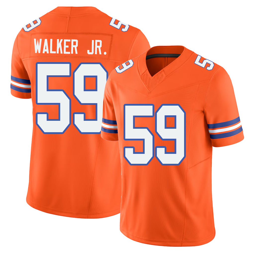 Denver #59 Walker Jr. Player Football V Neck Short Sleeve Orange Jersey Johnny For Men Youth Women Gift