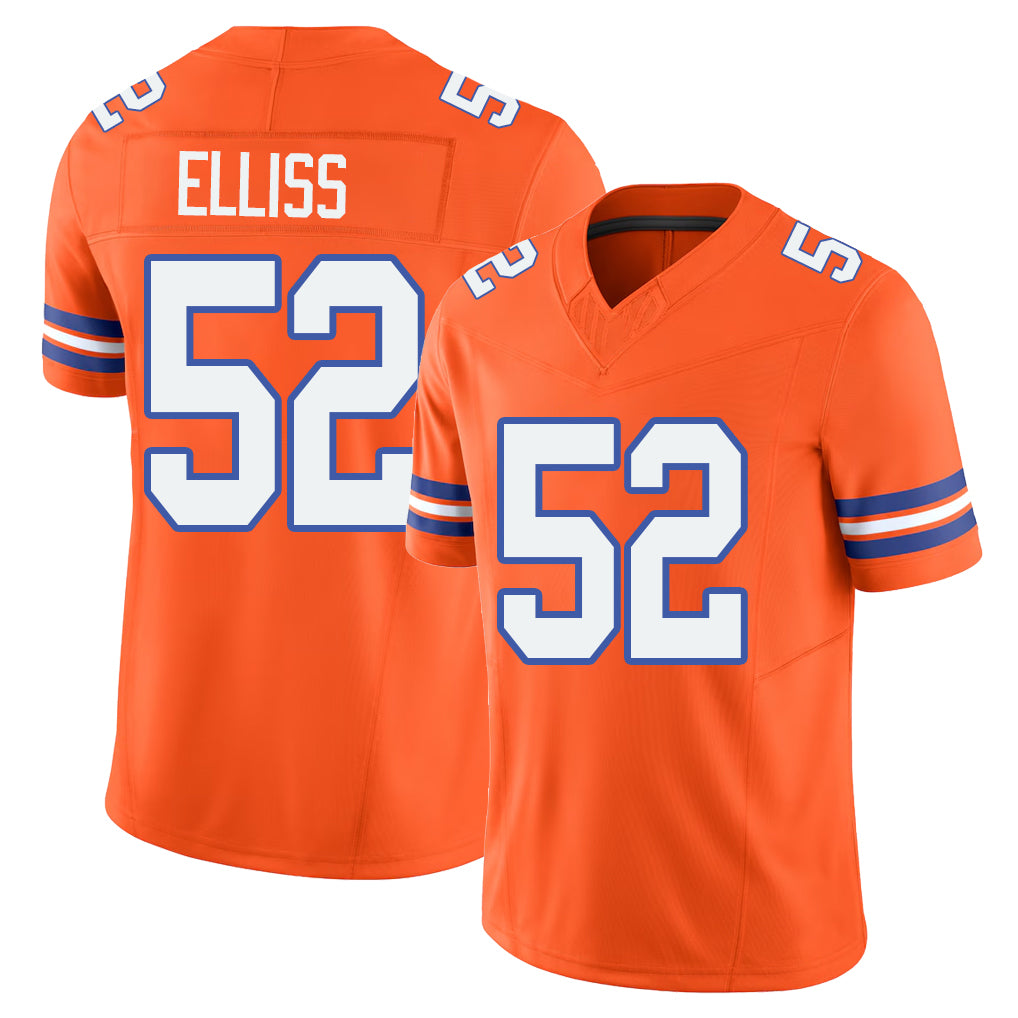 Denver #52 Elliss Player Football V Neck Short Sleeve Orange Jersey Jonah For Men Youth Women Gift