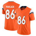 Denver #86 Manjack Player Football V Neck Short Sleeve Jersey Orange Joseph For Men Youth Women Gift
