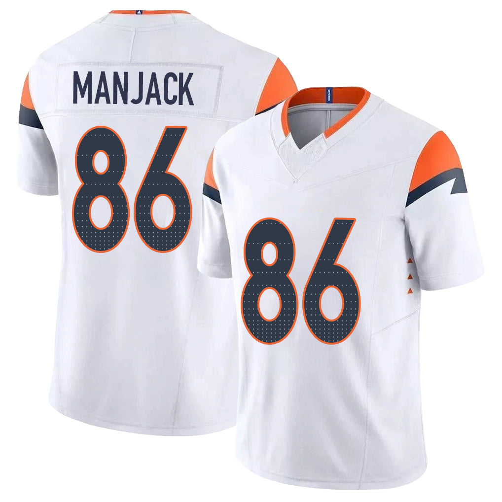 Denver #86 Manjack Player Football V Neck Short Sleeve White Jersey Joseph For Men Youth Women Gift