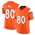Denver #80 Joly Player Football V Neck Short Sleeve Jersey Orange Justin For Men Youth Women Gift