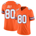 Denver #80 Joly Player Football V Neck Short Sleeve Orange Jersey Justin For Men Youth Women Gift