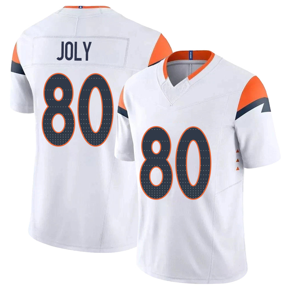 Denver #80 Joly Player Football V Neck Short Sleeve White Jersey Justin For Men Youth Women Gift