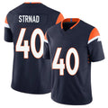 Denver #40 Strnad Player Football V Neck Short Sleeve Navy Jersey Justin For Men Youth Women Gift