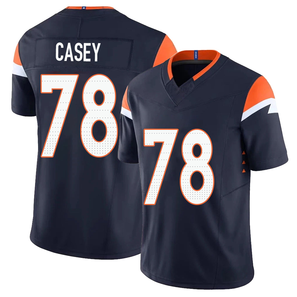 Denver #78 Casey Player Football V Neck Short Sleeve Navy Jersey Kage For Men Youth Women Gift