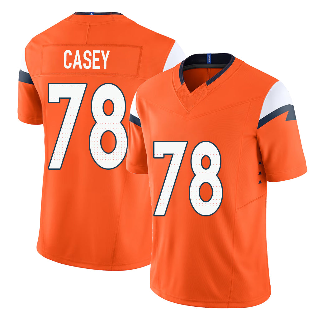 Denver #78 Casey Player Football V Neck Short Sleeve Jersey Orange Kage For Men Youth Women Gift