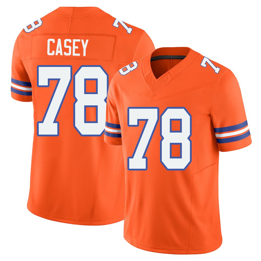 Denver #78 Casey Player Football V Neck Short Sleeve Orange Jersey Kage For Men Youth Women Gift