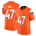 Denver #47 Reid Player Football V Neck Short Sleeve Jersey Orange Karene For Men Youth Women Gift