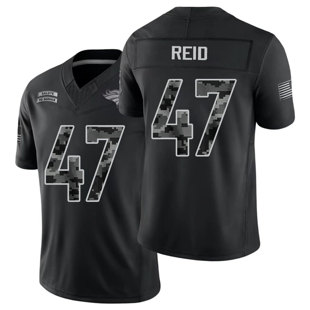 Denver #47 Reid Player Football V Neck Short Sleeve Black Jersey Karene For Men Youth Women Gift