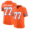 Denver #77 Mecklenburg Player Football V Neck Short Sleeve Orange Jersey Karl For Men Youth Women Gift