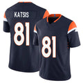 Denver #81 Katsis Player Football V Neck Short Sleeve Navy Jersey Kolbe For Men Youth Women Gift