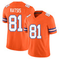 Denver #81 Katsis Player Football V Neck Short Sleeve Orange Jersey Kolbe For Men Youth Women Gift