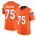 Denver #75 Williams Player Football V Neck Short Sleeve Jersey Orange Kristian For Men Youth Women Gift
