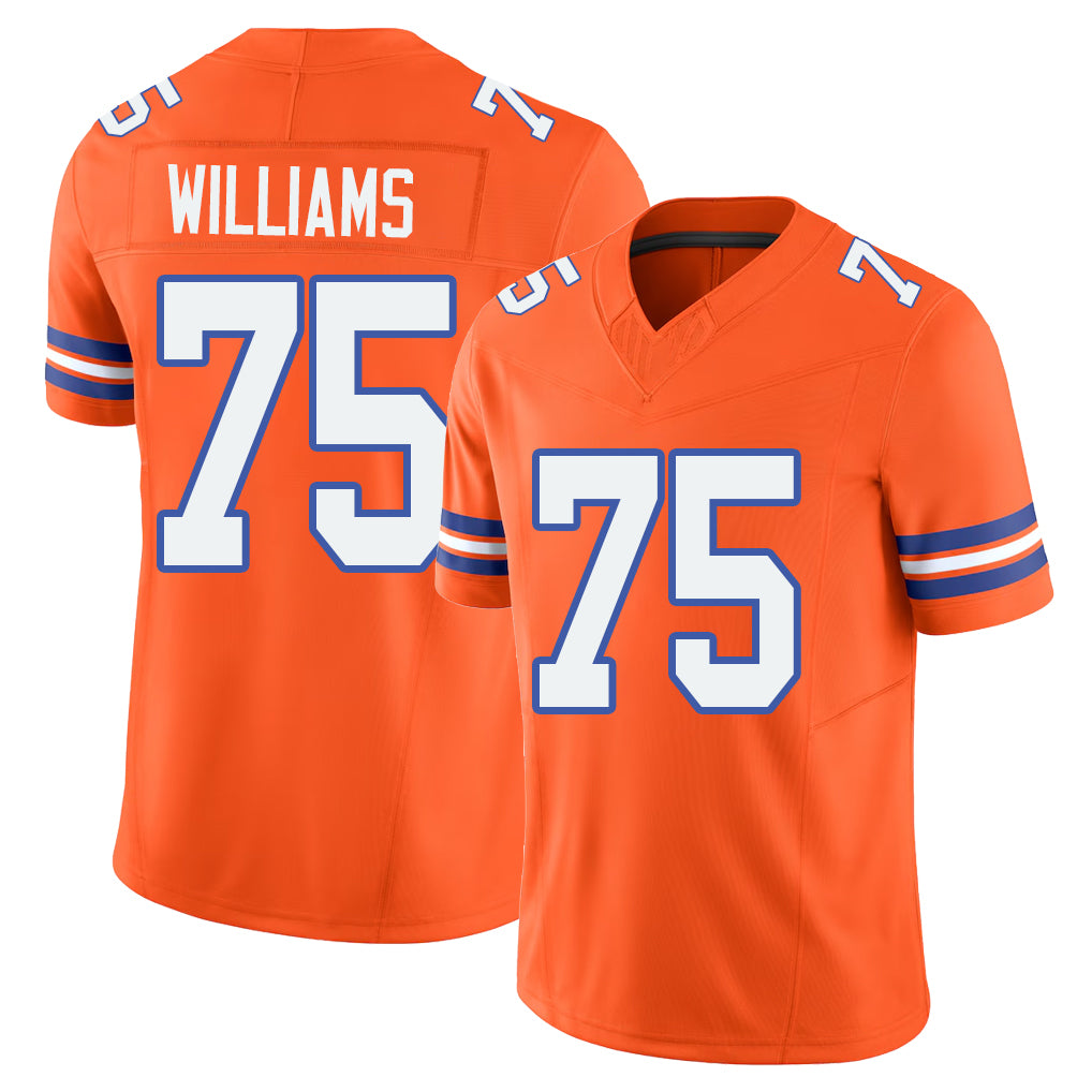 Denver #75 Williams Player Football V Neck Short Sleeve Orange Jersey Kristian For Men Youth Women Gift