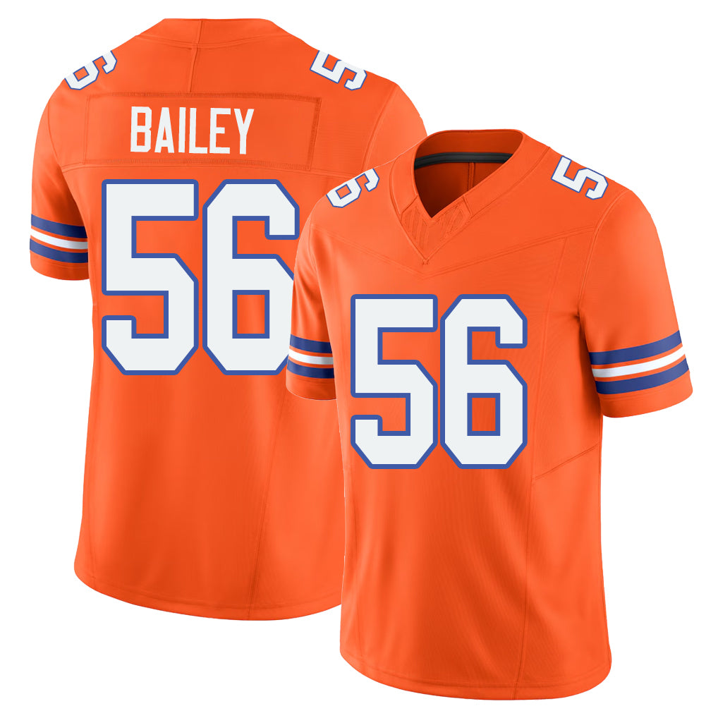 Denver #56 Bailey Player Football V Neck Short Sleeve Orange Jersey Levelle For Men Youth Women Gift