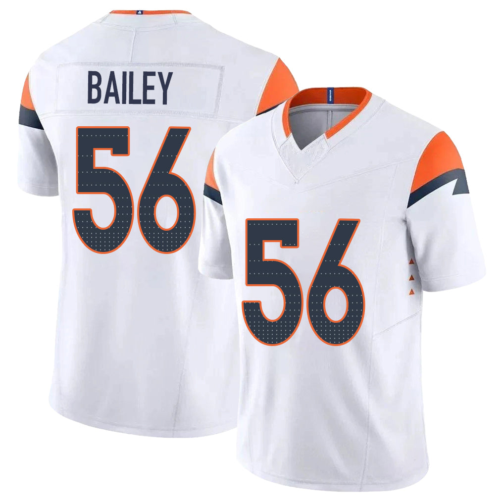 Denver #56 Bailey Player Football V Neck Short Sleeve White Jersey Levelle For Men Youth Women Gift