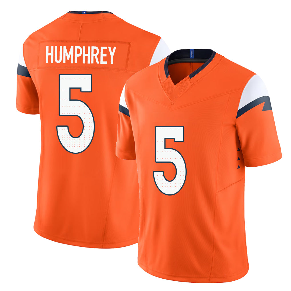 Denver #5 Humphrey Player Football V Neck Short Sleeve Jersey Orange Lil'Jordan For Men Youth Women Gift