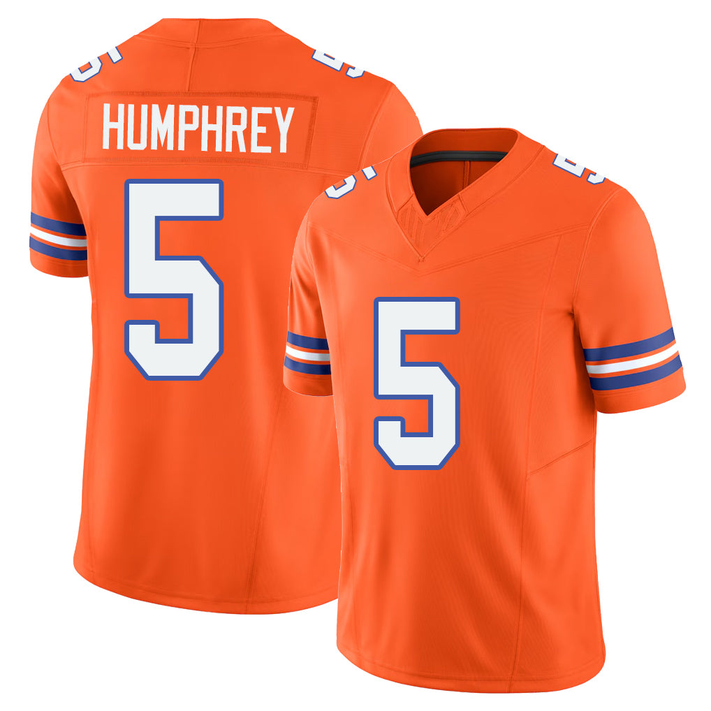 Denver #5 Humphrey Player Football V Neck Short Sleeve Orange Jersey Lil'Jordan For Men Youth Women Gift