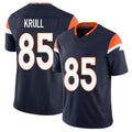 Denver #85 Krull Player Football V Neck Short Sleeve Navy Jersey Lucas For Men Youth Women Gift