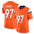 Denver #97 Roach Player Football V Neck Short Sleeve Jersey Orange Malcolm For Men Youth Women Gift